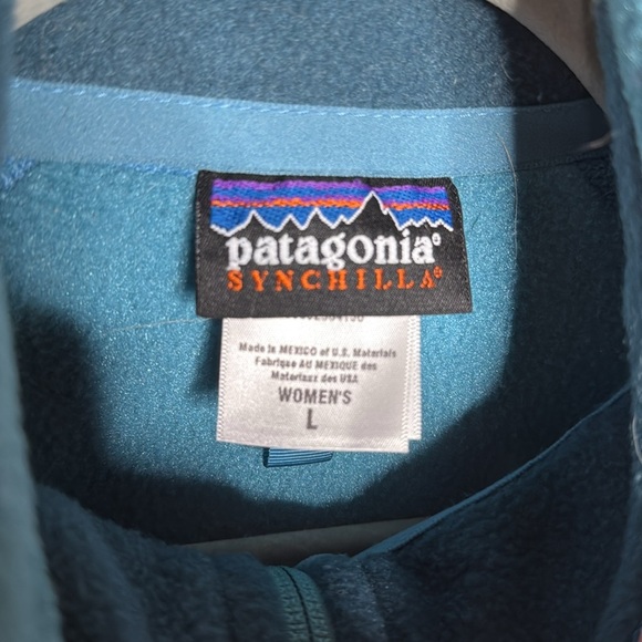 Patagonia Synchilla Turquoise Blue Fleece Vest Size Large Full Zip - Picture 3 of 10